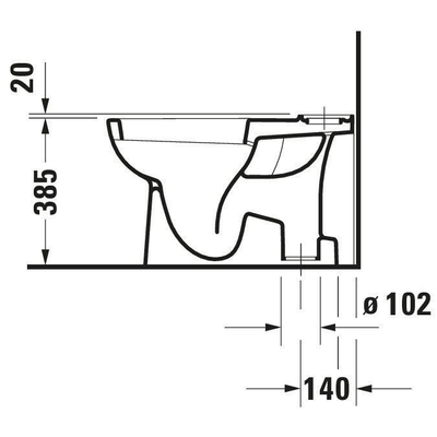 Duravit D-code Duoblokpot - diepspoel - met AO - 35.5x65cm - inclusief bevestiging - zonder reservoir - wit