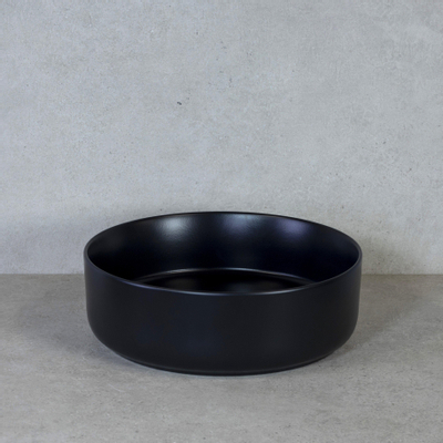 QeramiQ Note waskom - 37x12cm - opbouw - keramiek - zwart mat