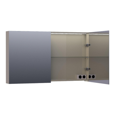 BRAUER Dual Armoire de toilette 119x70x15cm éclairage intégré rectangulaire 2 portes pivotantes MDF Taupe brillant