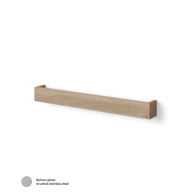 Looox Wood collection shelf BoX 90cm met bodemplaat rvs geborsteld eiken RVS geborsteld