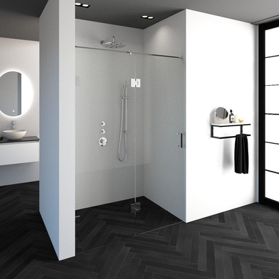 BRAUER Crée porte de douche 140x200cm 2 pièces sans cadre avec anti-calcaire et verre de sécurité 8mm chrome brillant