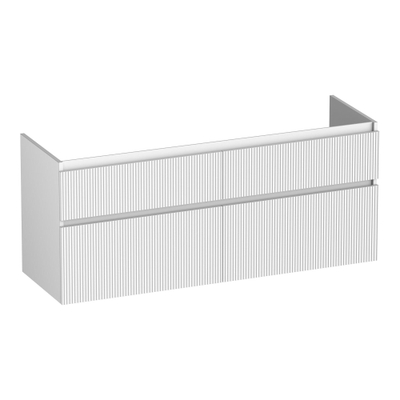 BRAUER Delight Wavy wastafelonderkast 140 4 softclose lades - greeploos - 2 sifon uitsparingen - mat wit