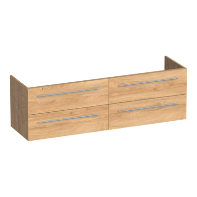 BRAUER Trust meuble sous-lavabo 160 sans poignées rapportées 4 tiroirs à fermeture douce et 2 découpes pour siphon - Forest Tan