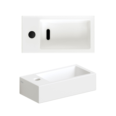 Clou Flush Fontaine - 36x18x9cm - trou de robinet à gauche - avec bonde - céramique - blanc mat