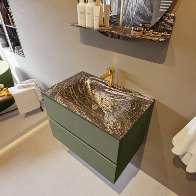 Mondiaz VICA-DLUX Ensemble de meuble de salle de bain - 70cm - meuble sous-vasque armée - 2 tiroirs - lavabo encastré nuage milieu - 1 trou de robinet - version haute de 60cm - lave