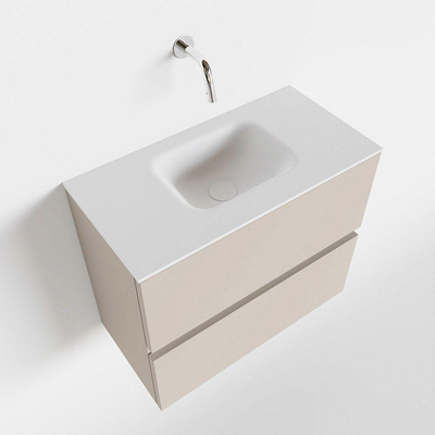 MONDIAZ ADA Toiletmeubel 60x30x50cm met 0 kraangaten 2 lades linen mat Wastafel Lex midden Solid Surface Wit