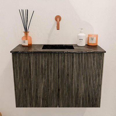 Mondiaz JOYA-DLUX 60cm meuble de toilette - couleur Shadow - Vasque FAYE position Milieu Sans trou de robinet couleur Lava