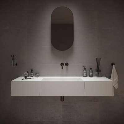 Ideavit SolidBliss Wastafel 140x40x20cm 0 kraangaten Solid surface mat wit