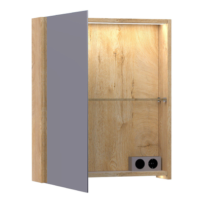 BRAUER Impress Deluxe armoire de toilette – 59 x 70 x 15 cm – LED directe – ouverture à gauche – Forest Tan