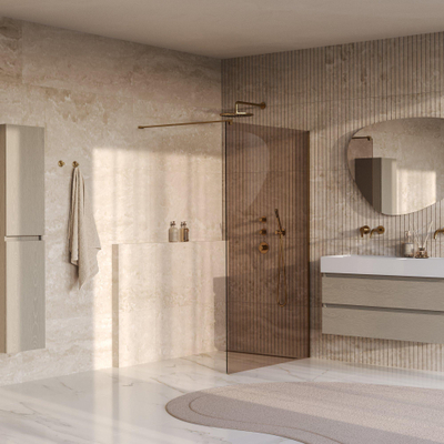 BRAUER Oblivion Inloopdouche - 120x200cm - glascoating - brons glas - geborsteld goud PVD