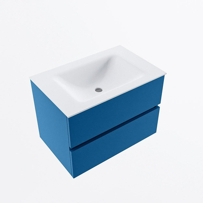 Mondiaz VICA ensemble de meuble de salle de bain - 70cm - meuble sous-vasque jeans - 2 tiroirs - lavabo cloud milieu - 1 trou de robinet - version haute de 60cm - talc