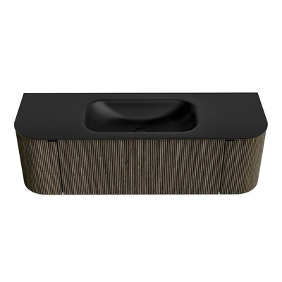 Mondiaz KURVE Badkamermeubelset - 140x46x40cm - 1 lade - 2 deuren - wastafel solid surface - midden - zonder kraangat - Shadow