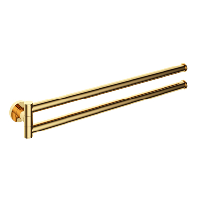 Hotbath Cobber handdoekhouder draaibaar voor 2 handdoeken gepolijst messing PVD OUTLETSTORE