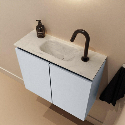 MONDIAZ TURE-DLUX Meuble de toilettes 60 cm Clay. EDEN vasque Opalo position milieu. Avec 1 trou de robinet.