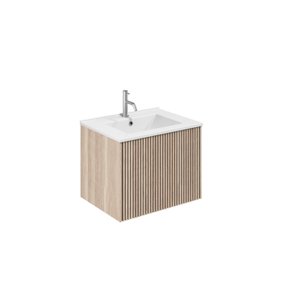 Crosswater Limit Badkamermeubelset - 60x45x45cm - 1 lade - keramieken wastafel - modern oak/anthracite (hout)