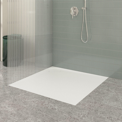 Villeroy & Boch Ecora douchebak - 100x100x3.5cm - hoekafvoer - stone white (wit)