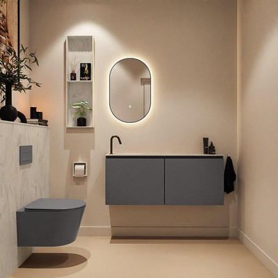 MONDIAZ TURE-DLUX meuble de toilettes 120cm Dark Grey. EDEN lavabo Opalo position gauche. Avec 1 trou de robinet.