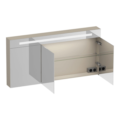 BRAUER Promise Deluxe armoire de toilette - 140x70x15cm - avec éclairage 3 portes miroir double face - beige mat