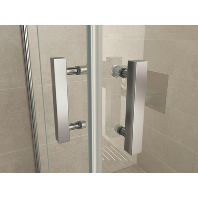 Wiesbaden Double cabine d'angle à double porte battante 900 x 900 x 2000 x 8 mm verre clair nano chrome