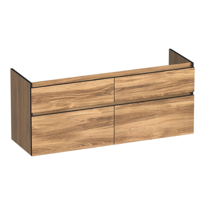 BRAUER Delight Edge wastafelonderkast 140 4 softclose lades - greeploos - 2 sifon uitsparingen - Honey