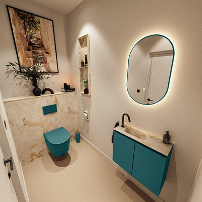 MONDIAZ TURE-DLUX 60cm toiletmeubel Smag. EDEN wastafel Frappe positie links. Met 1 kraangat.