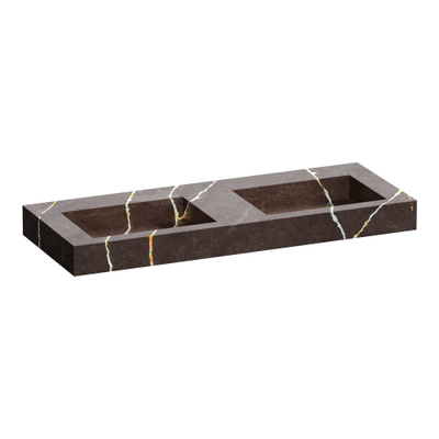 BRAUER Coral lavabo - 120x46x10cm - 2 bassins - 0 trous de robinet - composite - effet marbre - Copper Brown