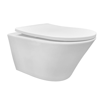 Wiesbaden Vesta WC suspendu sans bride avec abattant Shade slim softclose et quick release brillant blanc