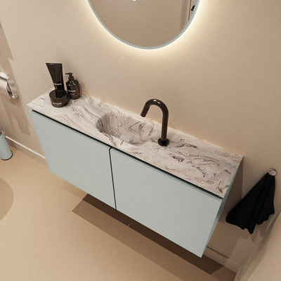 MONDIAZ TURE-DLUX 100cm toiletmeubel Greey. EDEN wastafel Glace positie midden. Met 1 kraangat.