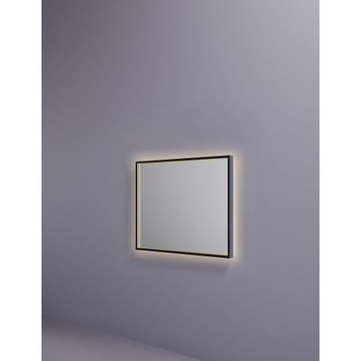 Hotbath &MORE Miroir éclairage LED direct et indirect changement de couleur chauffage de miroir avec télécommande Noir brossé PVD