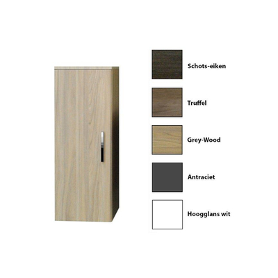 Sanicare Q1 - Q12 - Q17 kolomkast 33.5x32x90cm 1 deur standaard greep met softclose Grey-wood