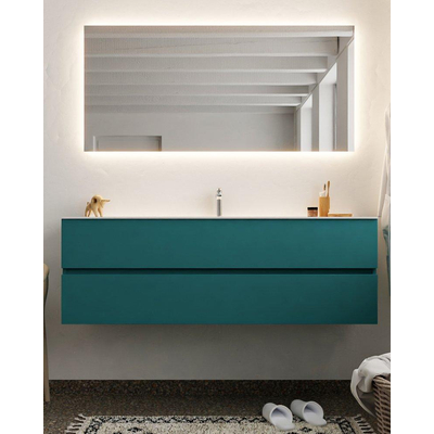 MONDIAZ VICA Badkamermeubelset - 150cm - 2 lades - wasbak Cloud midden - 1 kraangat - solid surface smag