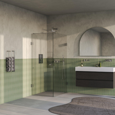 BRAUER Void Carving Cabine de douche - 80x120x200cm - porte battante - revêtement verre - réversible - verre clair - Acier inoxydable brossé PVD
