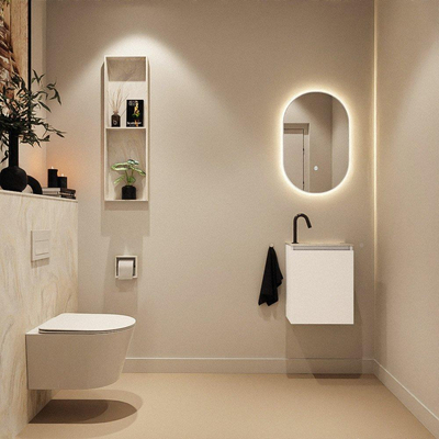 MONDIAZ TURE-DLUX 40cm toiletmeubel Talc. EDEN wastafel Ostra positie rechts. Met 1 kraangat.