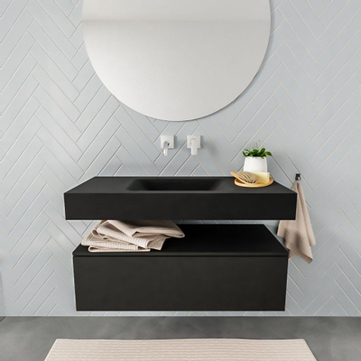 MONDIAZ ALAN 100cm - meuble bas - 1 tiroir - lavabo suspendu - vasque au centre - 0 trous de robinet - urban