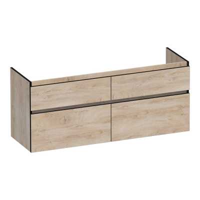 BRAUER Delight Edge wastafelonderkast 140 4 softclose lades - greeploos - 2 sifon uitsparingen - Forest Wheat