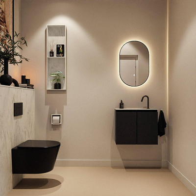 MONDIAZ TURE-DLUX Meuble toilette - 60cm - Urban - EDEN - vasque Opalo - position centrale - 1 trou de robinet