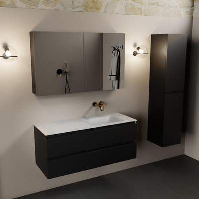 Mondiaz AIVY Ensemble de meuble - 120x45x50cm - 0 trous de robinet - 1 vasque Talc Solid surface - Droite - 2 tiroirs - avec miroir - MDF Urban