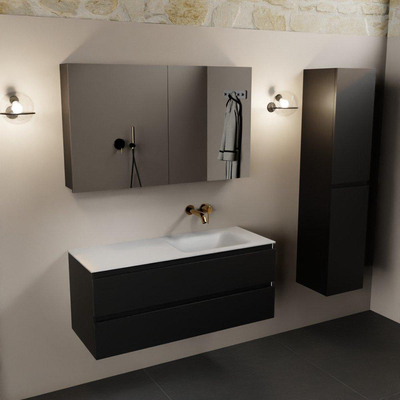 Mondiaz Aivy ensemble de meubles de salle de bains - 120x45x50cm - 0 trous de robinet - 1 vasque talc Solid surface - Droite - 2 tiroirs - Avec armoire miroir - MDF Urban