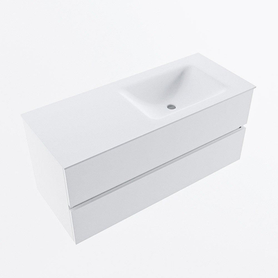 Mondiaz VICA ensemble de meuble de salle de bain - 110cm - meuble sous lavabo talc - 2 tiroirs - lavabo cloud droite - sans trous de robinet - version haute de 60cm - talc