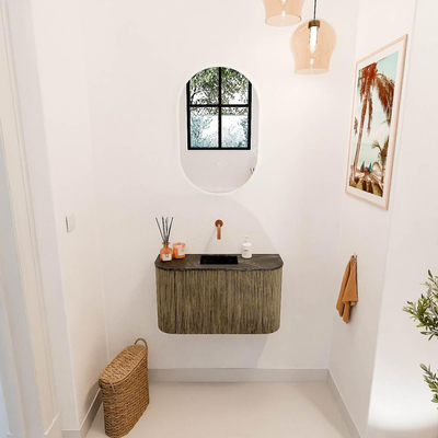 Mondiaz JOYA-DLUX 73.2cm toiletmeubel - ronding links en rechts kleur Dusk - Wastafel FAYE positie Midden Zonder kraangat kleur Lava.
