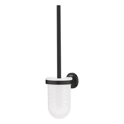 GROHE Essentials Accessoires de toilette - porte-rouleau avec couvercle - brosse WC - crochet à serviette - porte-rouleau de réserve - noir mat