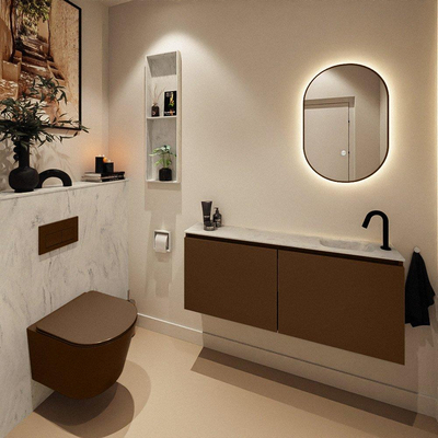 MONDIAZ TURE-DLUX 120cm toiletmeubel Rust. EDEN wastafel Opalo positie rechts. Met 1 kraangat.