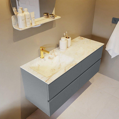 Mondiaz VICA-DLUX Ensemble de meuble de salle de bain - 120cm - meuble sous-vasque plata - 4 tiroirs - lavabo encastrée cloud gauche - 1 trou de robinet - version haute de 60cm - frape