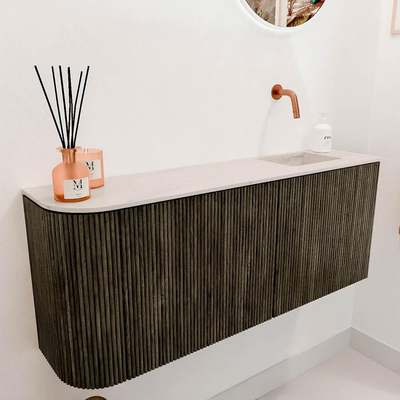 Mondiaz JOYA-DLUX 101.6cm toiletmeubel - ronding links kleur Shadow - Wastafel FAYE positie Rechts Zonder kraangat kleur Meli.