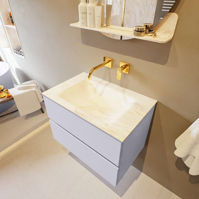 Mondiaz VICA-DLUX ensemble de meuble de salle de bain - 70cm - meuble sous-vasque cale - 2 tiroirs - lavabo encastrée cloud milieu - sans trous de robinet - version haute de 60cm - ostra