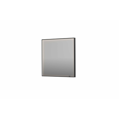 INK SP19 miroir - 80x4x80cm rectangulaire dans cadre en acier incl dir LED - chauffage - changement de couleur - dimmable et interrupteur - métal brossé noir