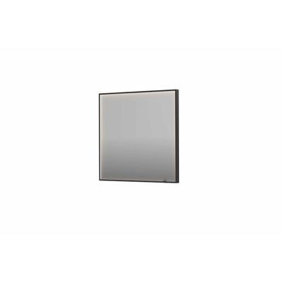 INK SP19 spiegel - 80x4x80cm rechthoek in stalen kader incl dir LED - verwarming - color changing - dimbaar en schakelaar - geborsteld metal black