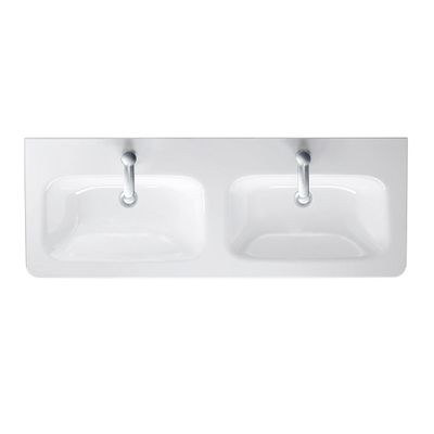 Duravit Durastyle Dubbele wastafel - 130x48cm - met 2 kraangaten - met overloop - wit