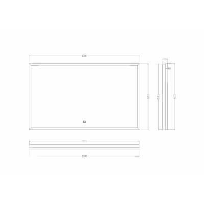 Wiesbaden Avi Spiegel rechthoek - met LED dimbaar en spiegelverwarming - 100x60cm - mat zwart