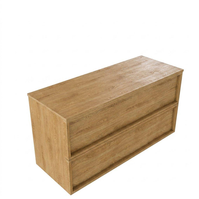 Saniclass Holz Frame Ensemble de meubles de salle de bains - 120x45x62cm - plan de toilette en bois - sans trou de robinet - 2 tiroirs - chêne naturel mat (bois)
